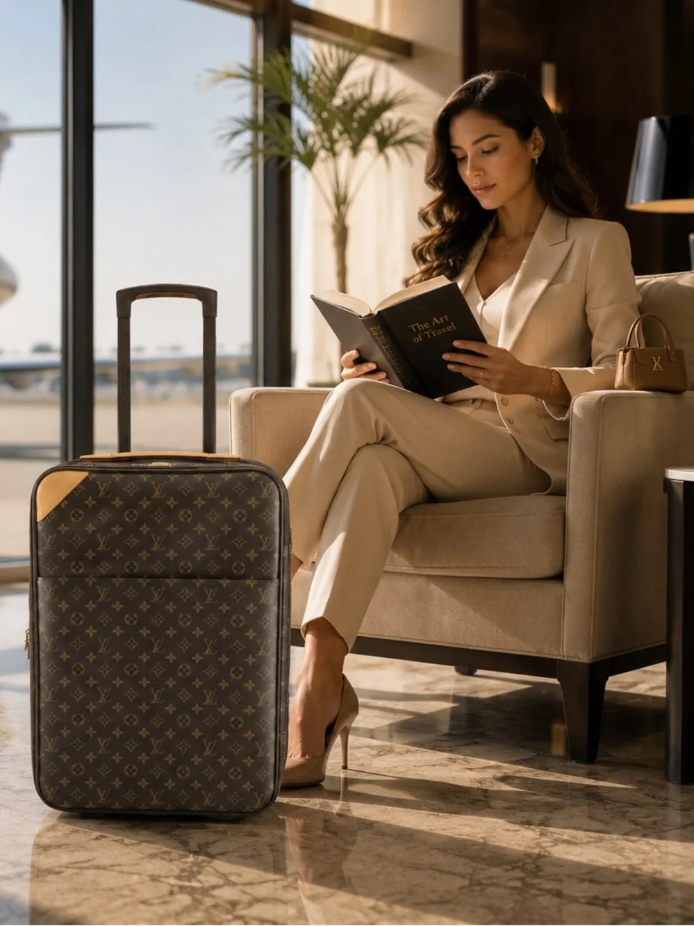 Louisa Vuitton Pégase 50 Rolling Suitcase Monogram Canvas & Vachetta Leather